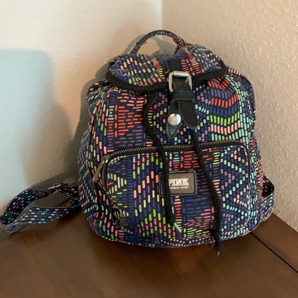 Mini Canvas Tribal Neón Print Drawstring Backpack